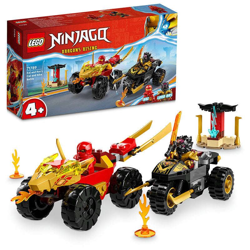 LEGO® NINJAGO® Kai and Rass Car and Bike Battle Building Toy Set 71789