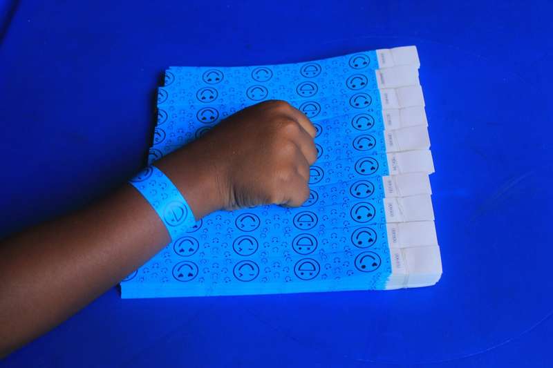 Synthetic Paper Pre printed Smiley face wristbands for adults and kids