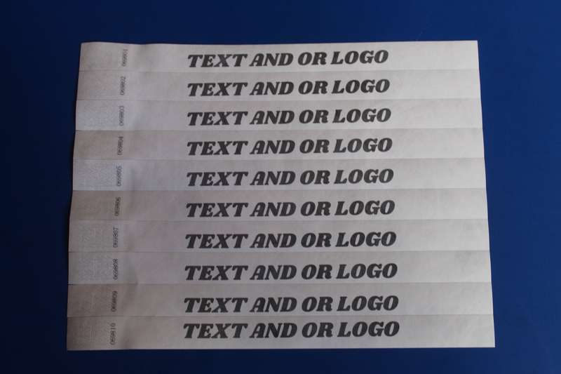 Tyvek Wristbands for Events Printed (Custom Branded) in Black