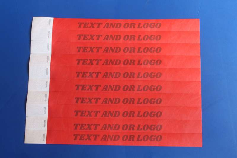 Tyvek Wristbands for Events Printed (Custom Branded) in Black