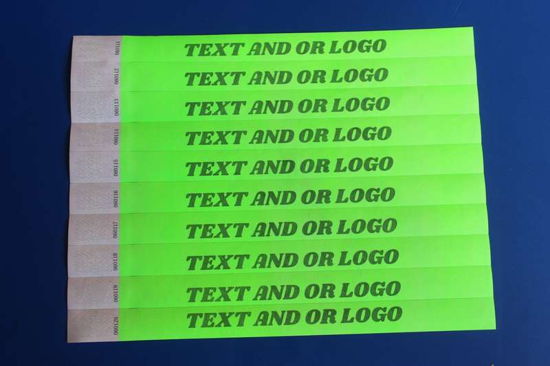 Tyvek Wristbands for Events Printed (Custom Branded) in Black