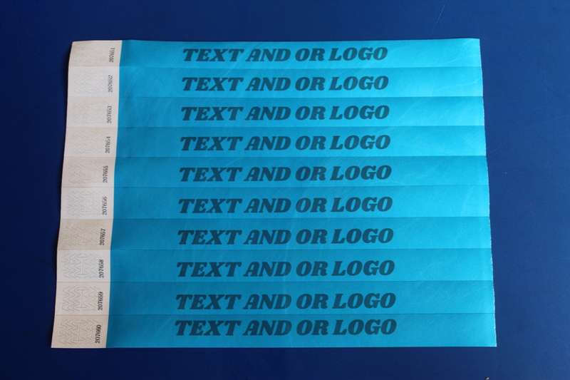 Tyvek Wristbands for Events Printed (Custom Branded) in Black