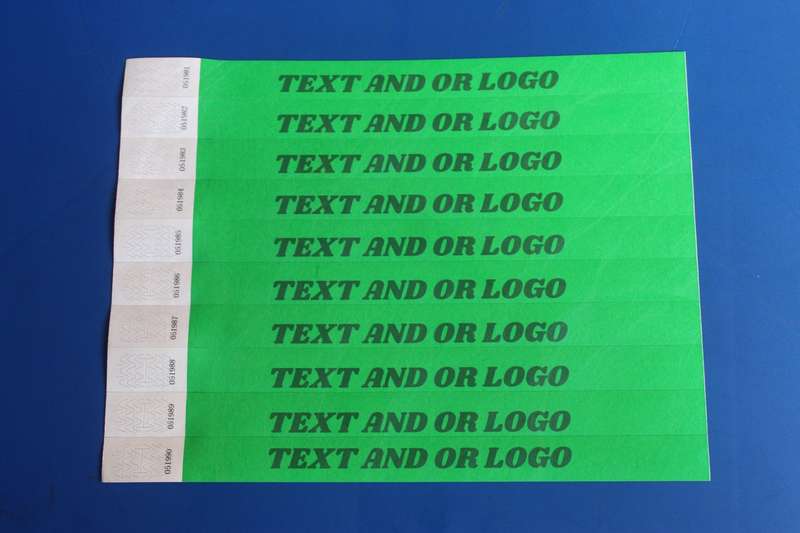 Tyvek Wristbands for Events Printed (Custom Branded) in Black
