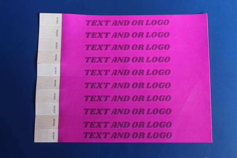 Tyvek Wristbands for Events Printed (Custom Branded) in Black
