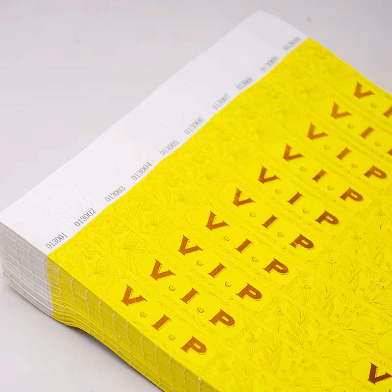 VIP Tyvek Wristbands  Foil Stamped in Gold Or Silver for a Premium Look