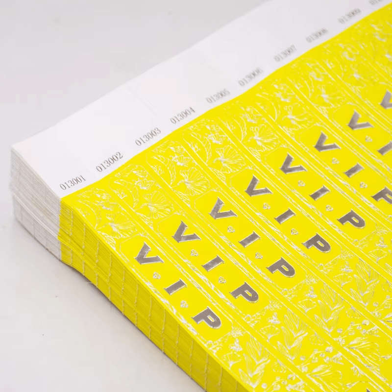 VIP Tyvek Wristbands  Foil Stamped in Gold Or Silver for a Premium Look