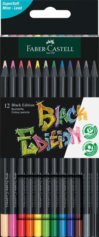 Faber-Castell Black Edition 12 High-Quality Colour Pencils