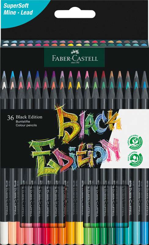Faber-Castell Black Edition 36 High-Quality Colour Pencils