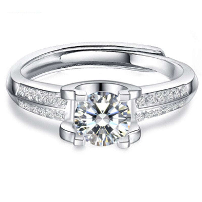 1.0Ct 6.5mm Round Brilliant Cut Adjustable Moissanite Ring - Resizable