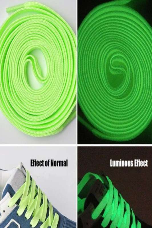 Fluorescent Night Glow Flat Shoelaces 120cm For Double-layered Sports Canvas Shoes