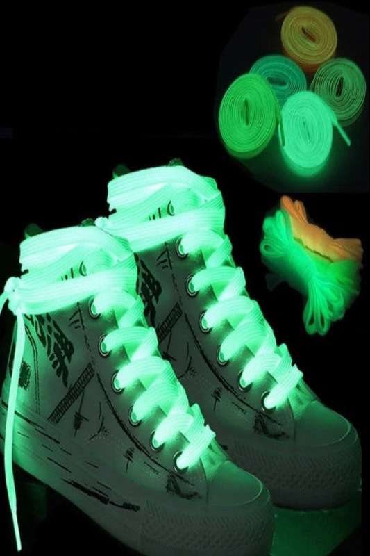 Fluorescent Night Glow Flat Shoelaces 120cm For Double-layered Sports Canvas Shoes