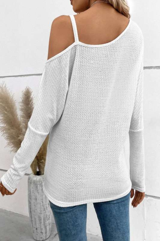 ChicEase Chain Detail Asymmetrical Neck Tee