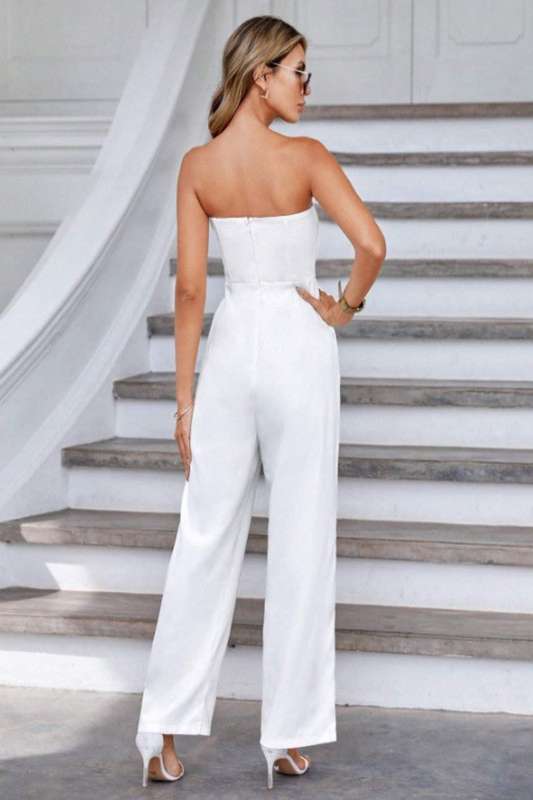 Privé Solid Slant Pocket Tube Jumpsuit
