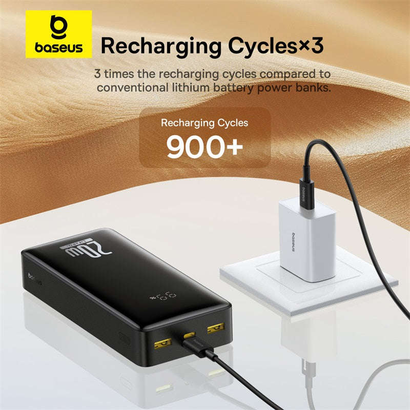 Baseus LiFePO4 Digital Display Power Bank 18400mAh 20W Cluster Black (With Simple Series Charging...