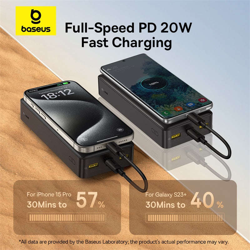 Baseus LiFePO4 Digital Display Power Bank 18400mAh 20W Cluster Black (With Simple Series Charging...