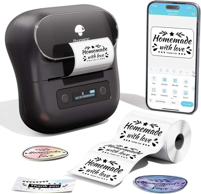 Phomemo - M220 - Bluetooth Thermal Label Maker - 3.14-inch Label Support - Retail Stores, Small Biz