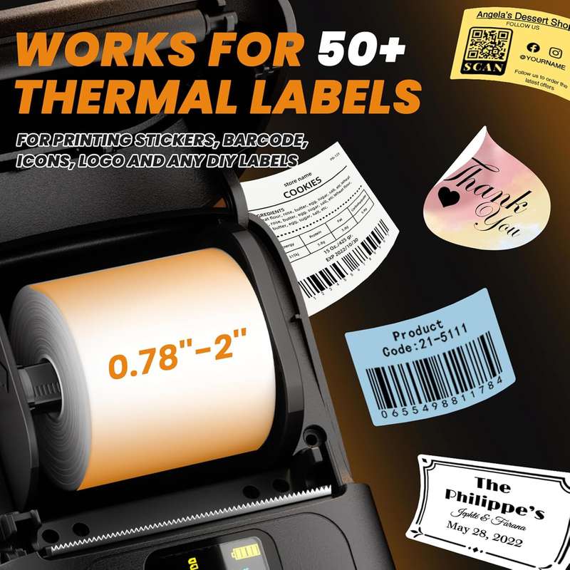 Phomemo - M110 - Portable Bluetooth Label Maker - Mini Design, 20-50mm Width - Home Offices, Travel