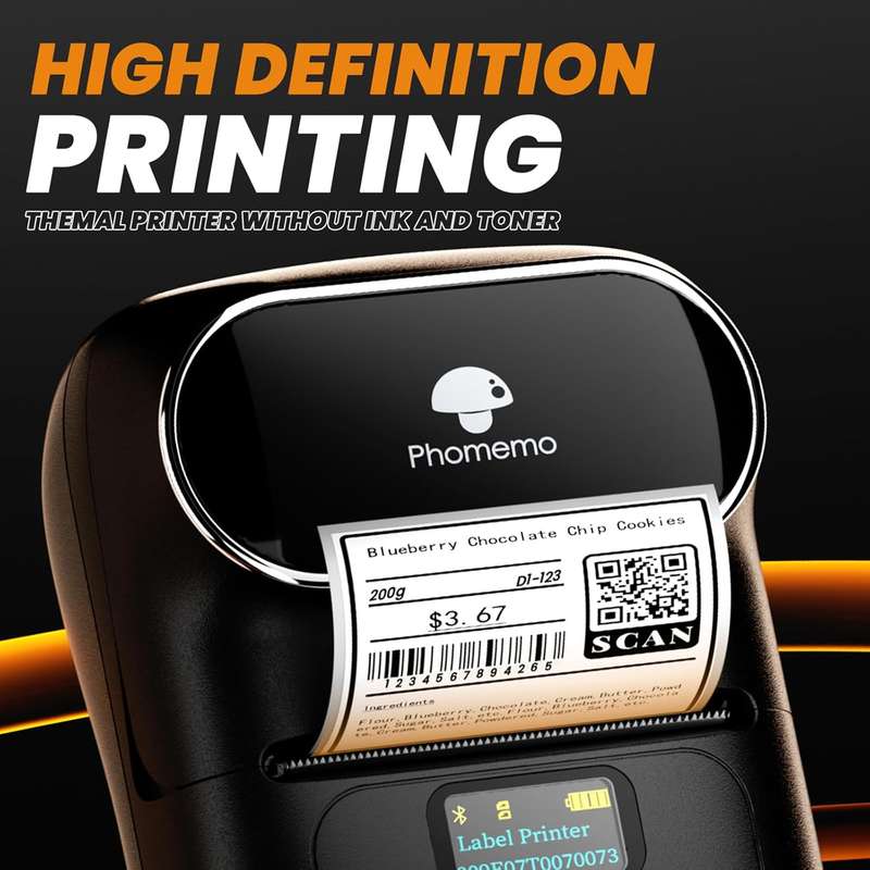 Phomemo - M110 - Portable Bluetooth Label Maker - Mini Design, 20-50mm Width - Home Offices, Travel