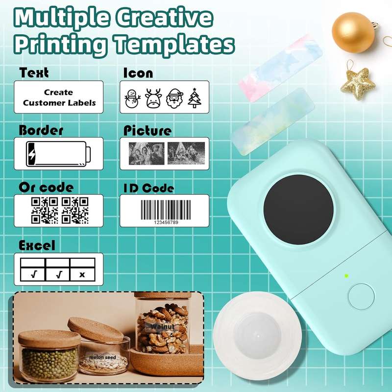 Phomemo - D30 - Home Bluetooth Label Maker - 203dpi Resolution - Kitchen Organization, Schools