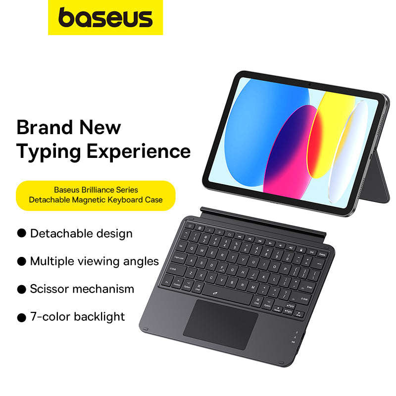 Baseus Brilliance Series Detachable Magnetic Keyboard Case for Pad 10 (2022) 10.9, Cluster Black ...