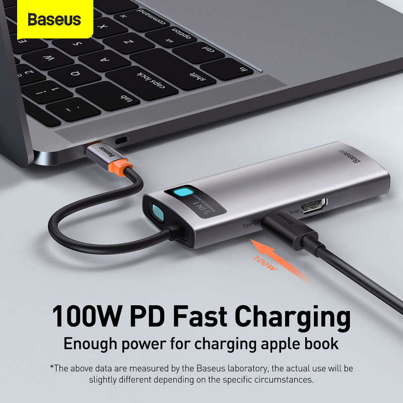 Baseus Metal Gleam Series 5-in-1 Type-C Silver Docking Station - For Work