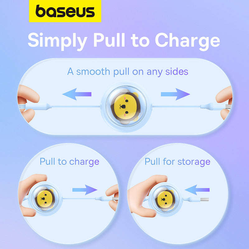 Baseus Leo Retractable Charging Cable 3-in-1 USB to M+L+C 3.5A