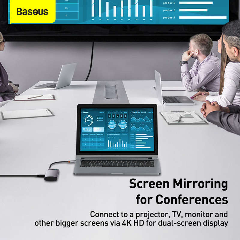 Baseus Metal Gleam Series 5-in-1 Type-C Silver Docking Station - For Work