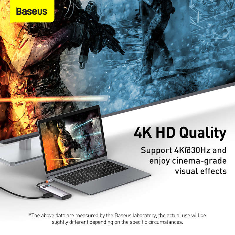 Baseus Metal Gleam Series 5-in-1 Type-C Silver Docking Station - For Work