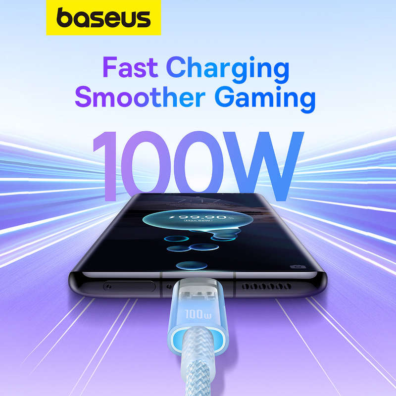 Baseus Explorer Series 1m Type - C Cable: 100W Fast Charge, Temp Control
