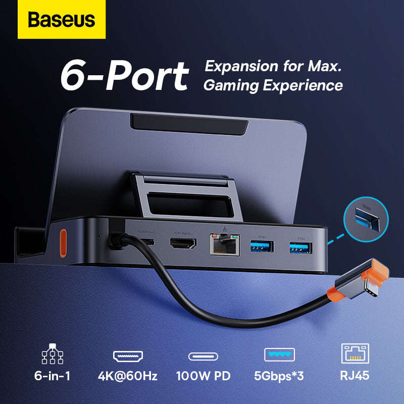 Baseus GamerX Series 6-Port Type C HUB Space Grey Type C to HDMI4K@60Hz