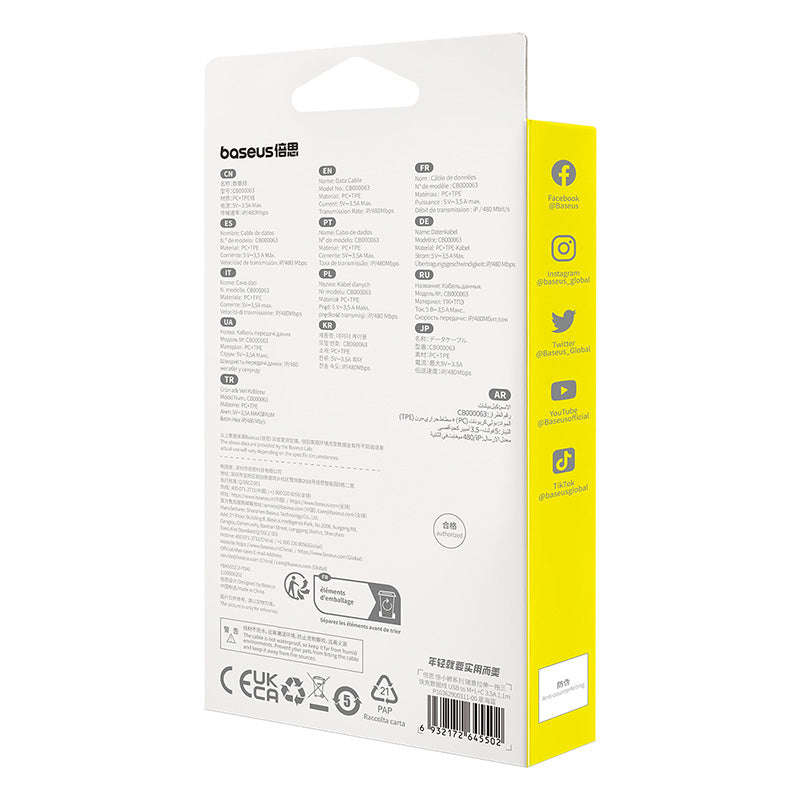 Baseus Leo Retractable Charging Cable 3-in-1 USB to M+L+C 3.5A