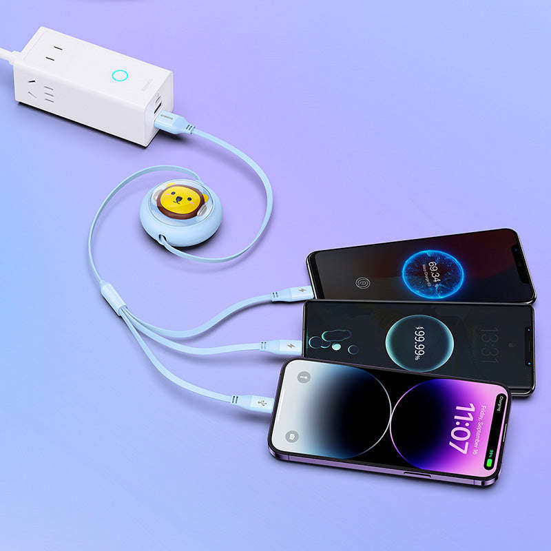 Baseus Leo Retractable Charging Cable 3-in-1 USB to M+L+C 3.5A