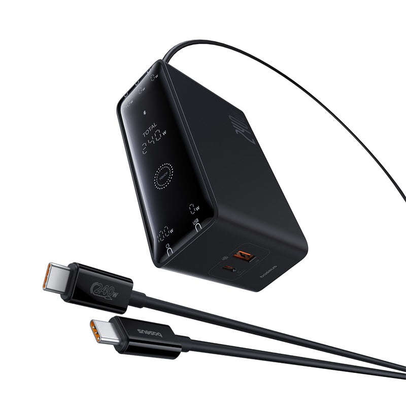 Baseus Digital GaN Intelligent Desktop Fast Charger 3C+U+DC 240W EU Cluster Black (With:DC-DC Cha...