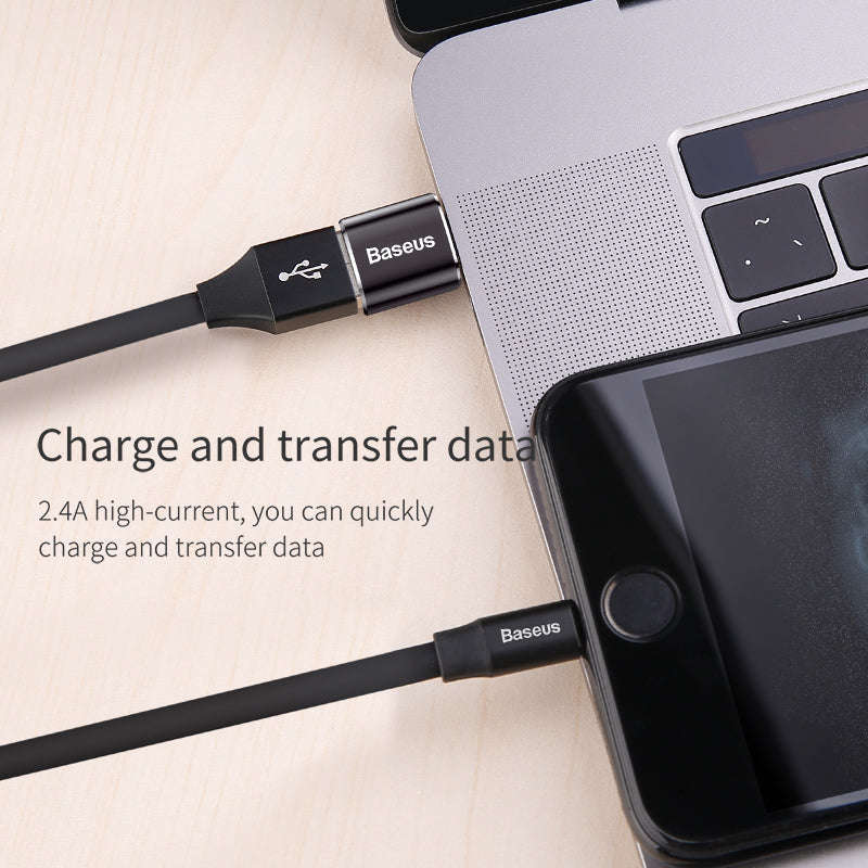 Baseus Mini USB Female to Type C Male Adapter Converter Black
