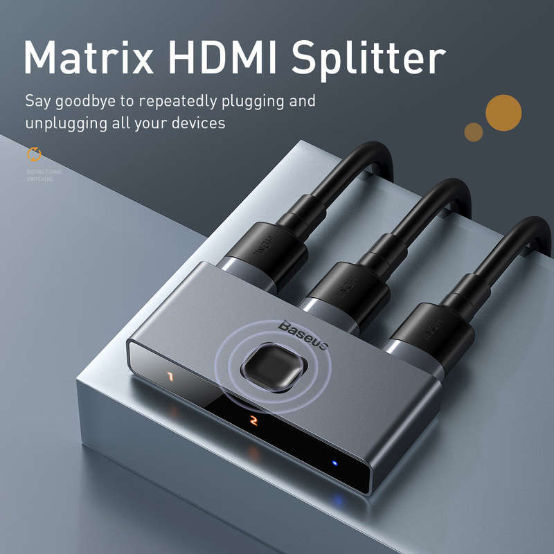 Baseus Matrix Two-Way (2in1 or 1in2) HDMI Switch - For Work & Entertainment