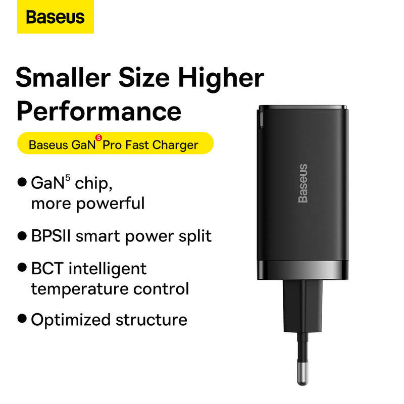 Baseus GaN5 Pro Fast Charger 2C+U 65W EU Adapter