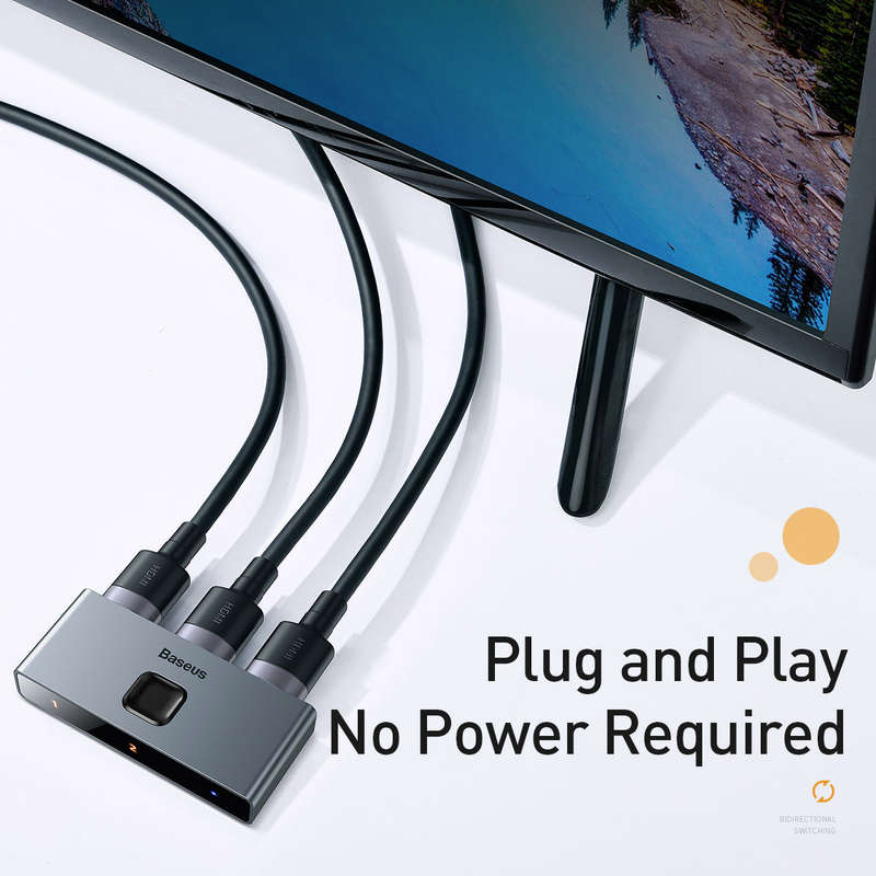 Baseus Matrix Two-Way (2in1 or 1in2) HDMI Switch - For Work & Entertainment