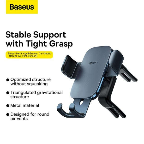 Baseus Metal Age ¢ò Gravity Car Mount (Round Air Vent Version) Dark Grey