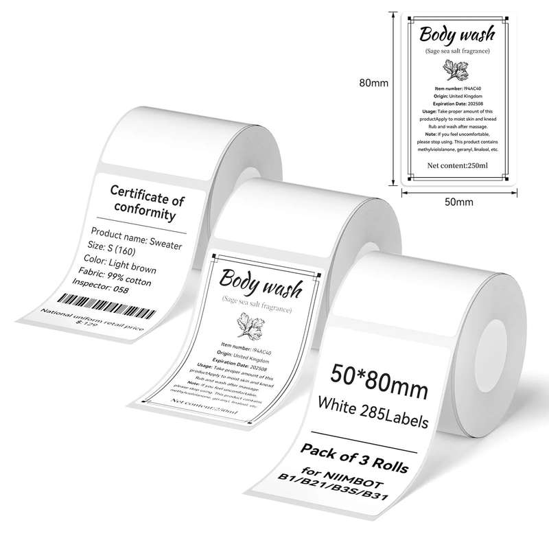 Niimbot White Label Tape Set For (3 Rolls) B21/B1/B3S