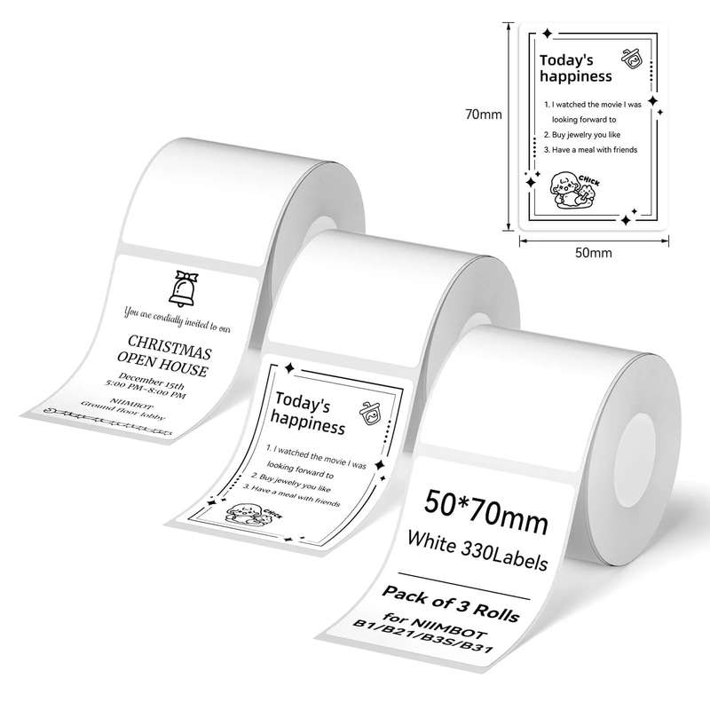 Niimbot White Label Tape Set For (3 Rolls) B21/B1/B3S