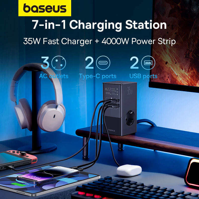 Baseus PowerCombo Tower - 35W (3AC+2U+2C) Power Strip - For Office & Home