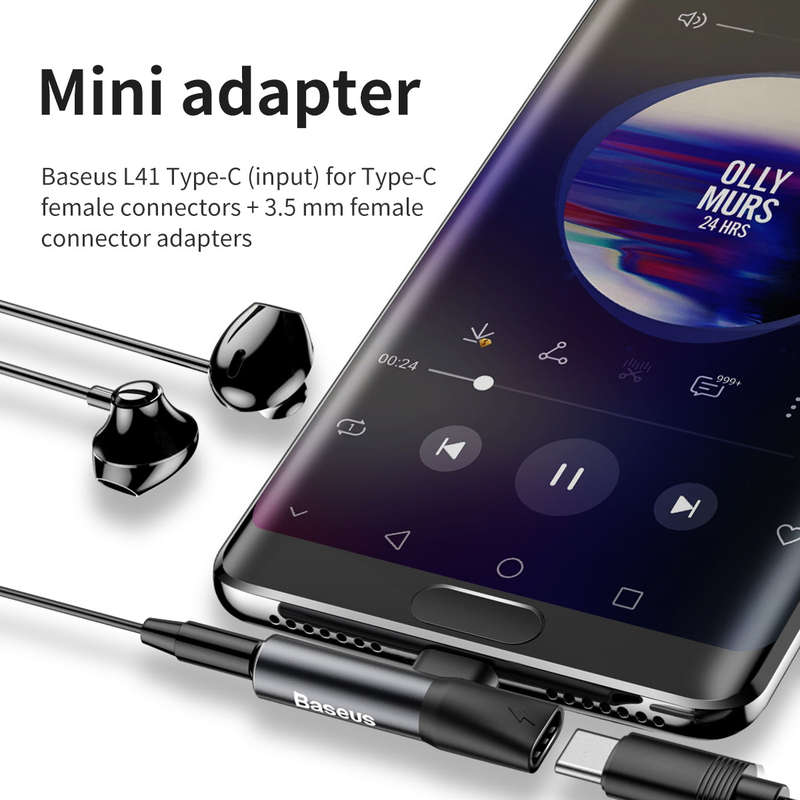 Baseus L41 Type C to Type C and 3.5mm Female Audio and Charge Adapter