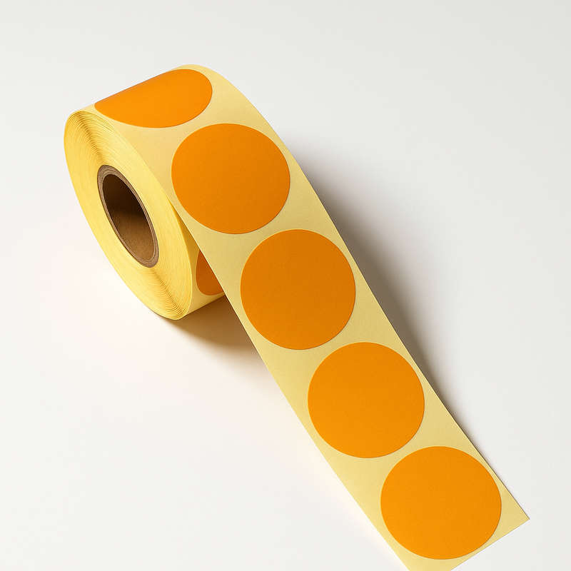 Black Rhino - D34-1000 pcs Round Semi-gloss Label Orange/Green