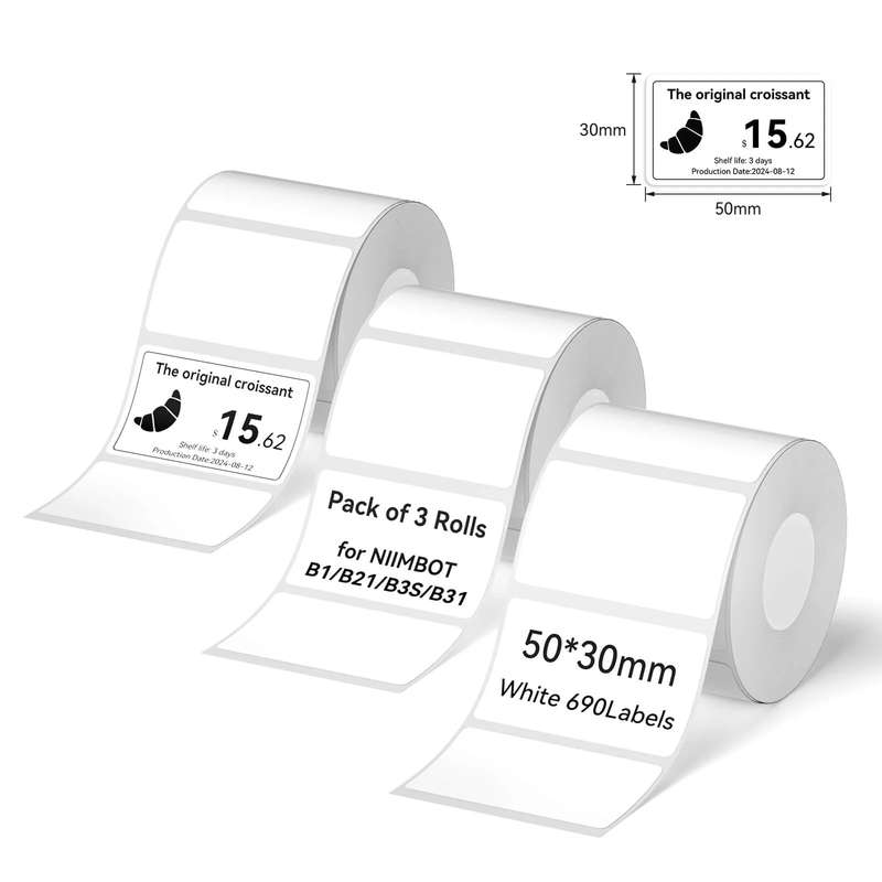 Niimbot White Label Tape Set For (3 Rolls) B21/B1/B3S
