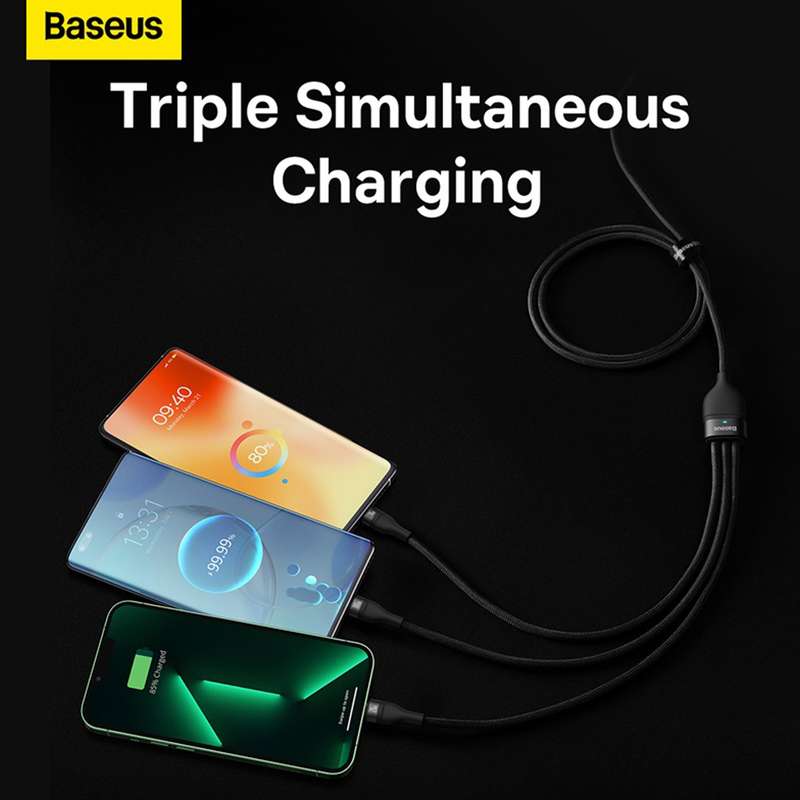 Baseus Flash Series  100W One-for-three Fast Charging Cable Type-C to M+L+C