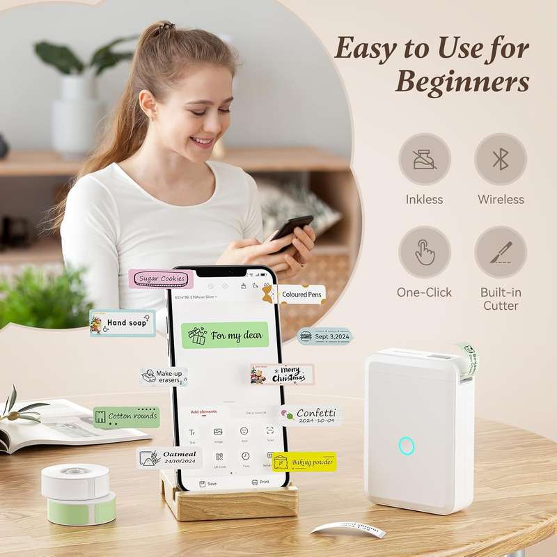 D110 Portable Bluetooth Label Printer with a Free Tape