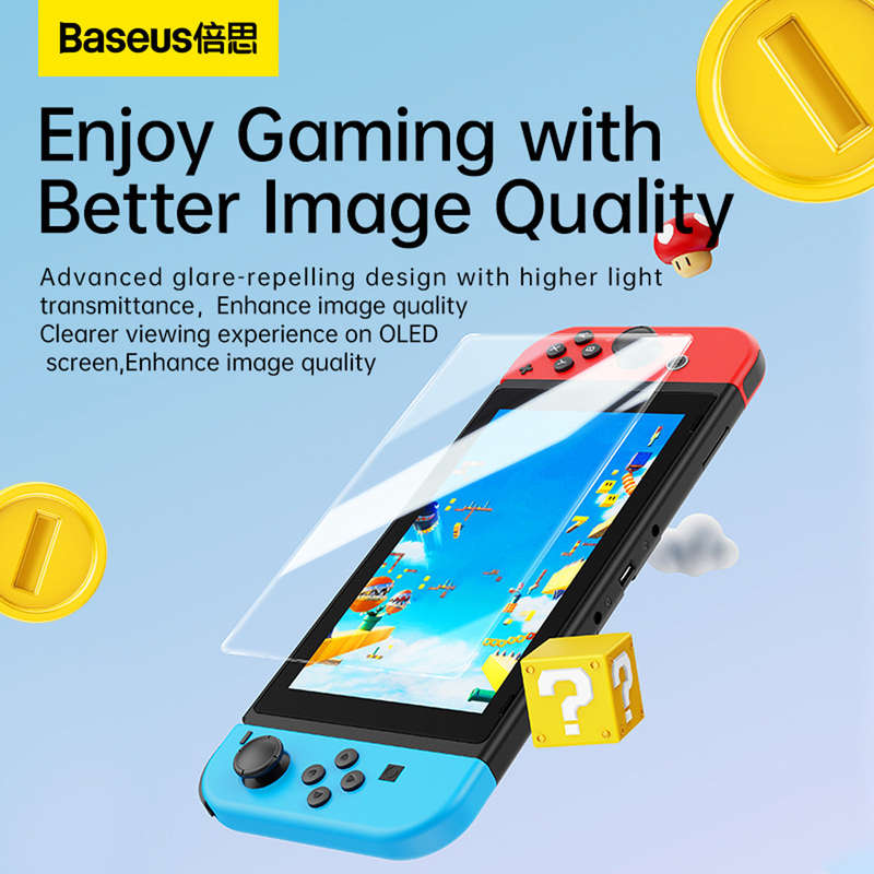 Baseus Crystal Series HD Tempered Glass Screen Protector for Nintendo Switch OLED 2021, Clear (Pa...