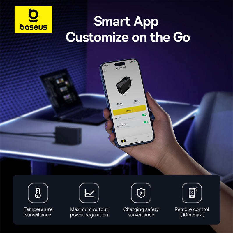 Baseus Digital GaN Intelligent Desktop Fast Charger 3C+U+DC 240W EU Cluster Black (With:DC-DC Cha...