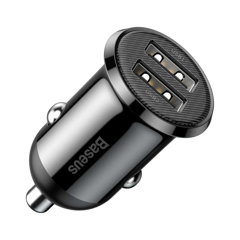 Baseus Grain Pro Series Smart Fast Charge Dual USB 4.8A 12V-24V Car Charger Black