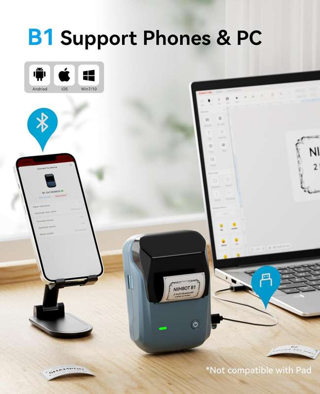 NIIMBOT B1 - Portable Thermal Label Printer - For Office & Small Biz